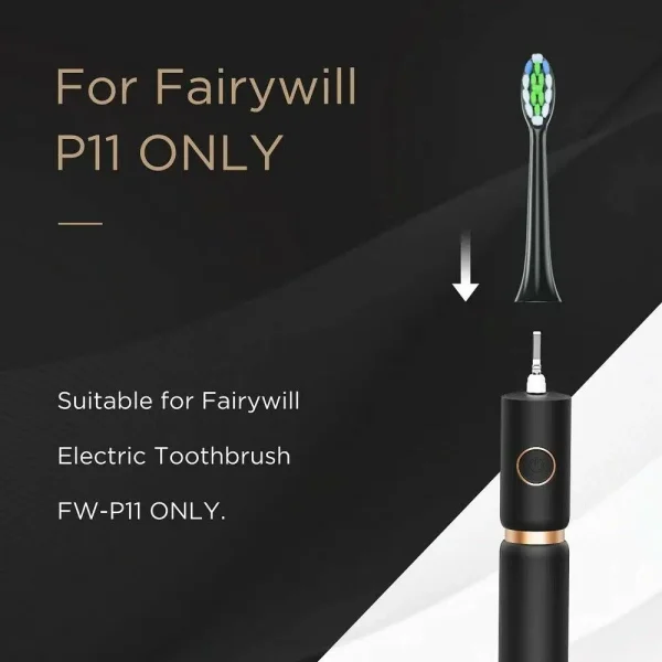 Fairywill P11 Sonic Whitening Electric Toothbrush Rechargeable USB Charger Ultra Powerful Waterproof 4 Heads and 1 Travel Case - Image 5