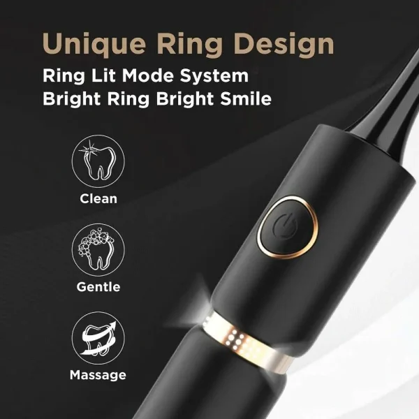 Fairywill P11 Sonic Whitening Electric Toothbrush Rechargeable USB Charger Ultra Powerful Waterproof 4 Heads and 1 Travel Case - Image 3