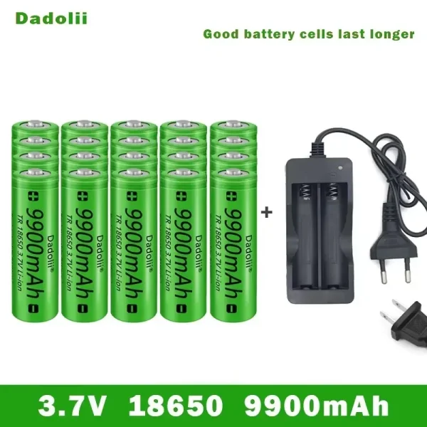 18650 Battery Rechargeable Battery 3.7V 18650 9800mAh Capacity Li-ion Rechargeable Battery For Flashlight Torch Battery+Charger - Image 3