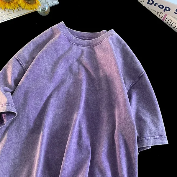 Quality Oversized Acid Washed Y2K T Shirt men Vintage T-shirts Streetwear Mineral Wash Tee Shirts boy Loose Luxury Brand Tops - Image 3