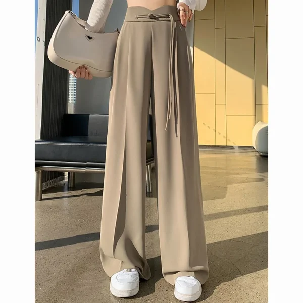 2025 Summer New Lady Straight Leg Suit Pants Female Chic Designer High Waisted Trousers Women Fashion Solid Loose Daily Slacks - Image 3