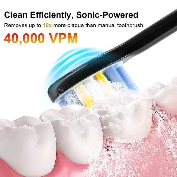 Sarmocare Electric Sonic Toothbrush with 6 Pcs Replacement Heads Waterproof Electronic Tooth Brushes Replacement Heads Adult - Image 4