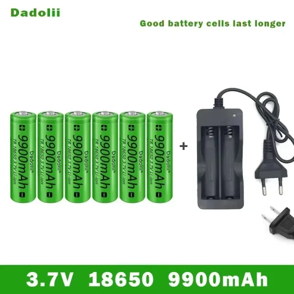18650 Battery Rechargeable Battery 3.7V 18650 9800mAh Capacity Li-ion Rechargeable Battery For Flashlight Torch Battery+Charger - Image 5