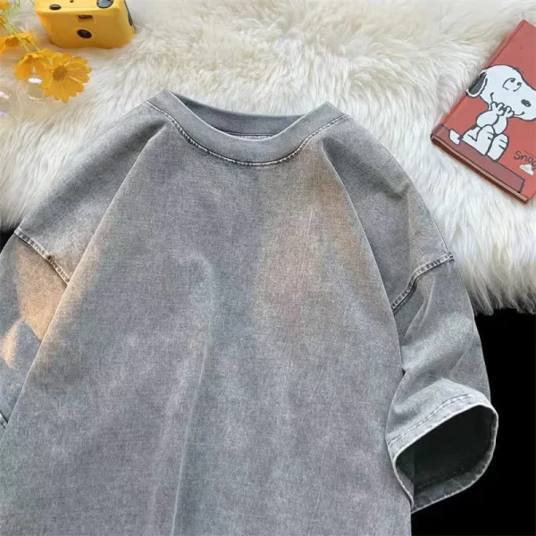 Quality Oversized Acid Washed Y2K T Shirt men Vintage T-shirts Streetwear Mineral Wash Tee Shirts boy Loose Luxury Brand Tops - Image 6