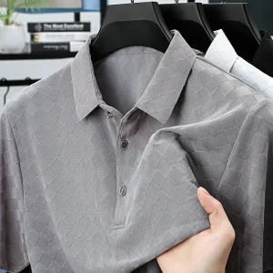 BROWON Brand 2025 Summer Luxury Polo Shirts Man Short Sleeve Plaid Design Soft Work Stretch Polo Shirt Men Designer Clothes