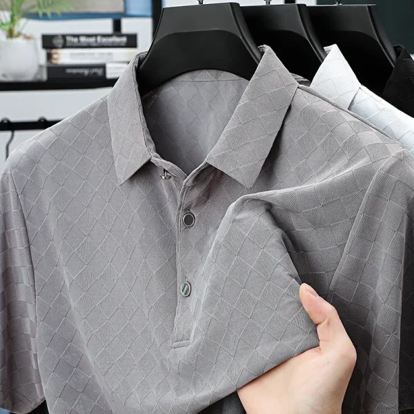 BROWON Brand 2025 Summer Luxury Polo Shirts Man Short Sleeve Plaid Design Soft Work Stretch Polo Shirt Men Designer Clothes