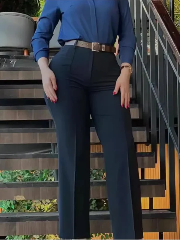 Women's Pants Spring Autumn High Waist Straight Leg Work Pants New Fashion Solid Long Pants Slim Fit Elegant Pants Female - Image 5