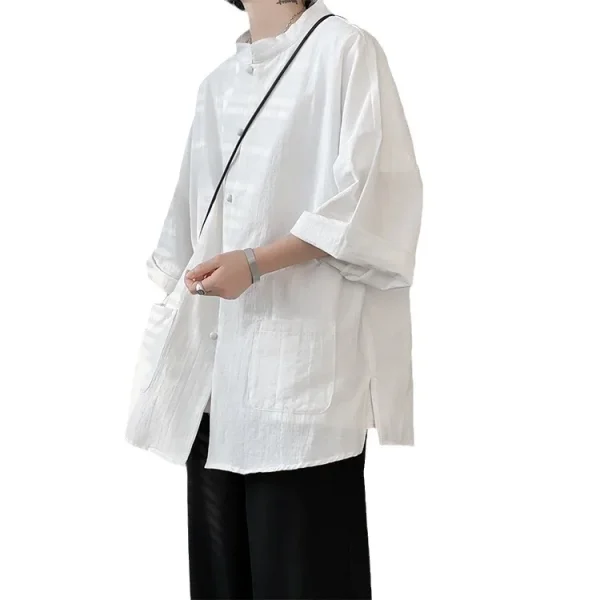 2025 Pure Linen Short Sleeved Shirt Men's Linen White Shirt Cotton Linen Men's Upper Garment Men's Casual Summer Half Sleeved - Image 4