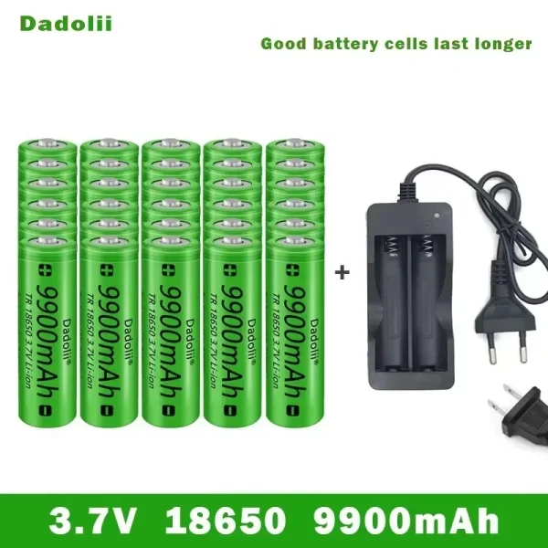18650 Battery Rechargeable Battery 3.7V 18650 9800mAh Capacity Li-ion Rechargeable Battery For Flashlight Torch Battery+Charger - Image 2