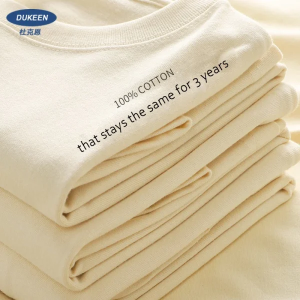 Dukeen 280gsm Oversized Heavyweight T Shirt for Men Summer Short Sleeve Tee 100% Cotton Plain Top Casual Men's Clothing 9.9oz - Image 3