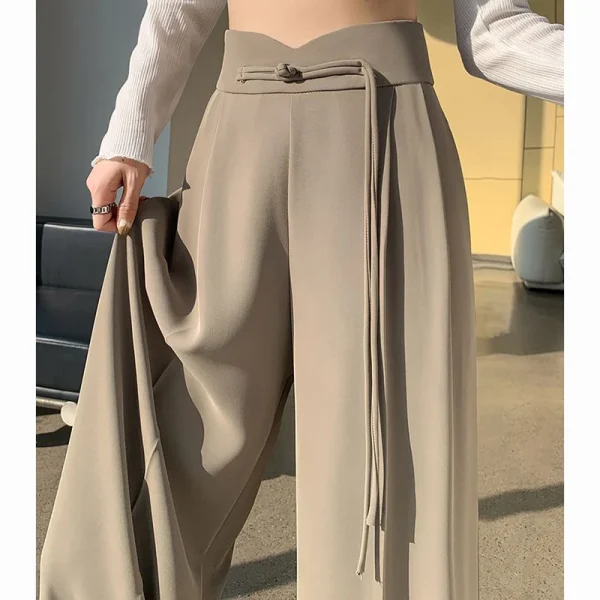 2025 Summer New Lady Straight Leg Suit Pants Female Chic Designer High Waisted Trousers Women Fashion Solid Loose Daily Slacks - Image 5