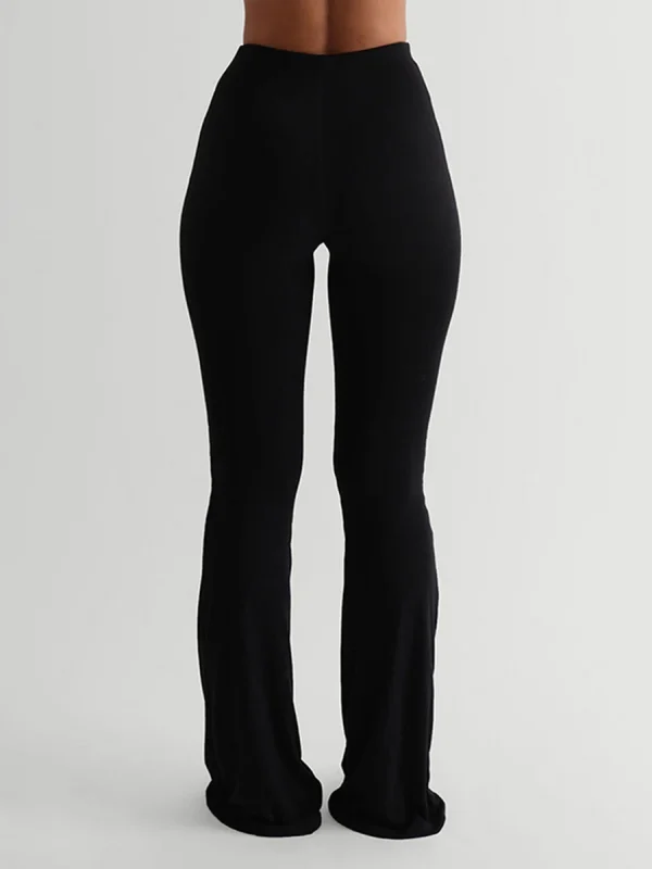 Women Casual Solid Colors High Waist Bell Bottoms Trendy Bootcut Trousers Flared Leggings Pants for Streetwear - Image 4