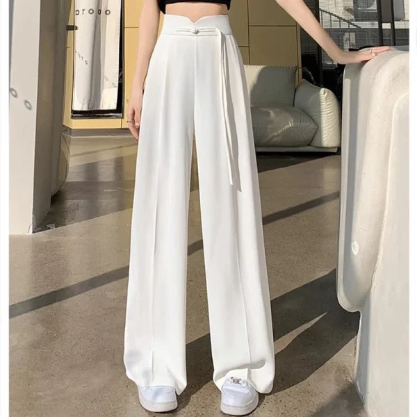 2025 Summer New Lady Straight Leg Suit Pants Female Chic Designer High Waisted Trousers Women Fashion Solid Loose Daily Slacks - Image 2