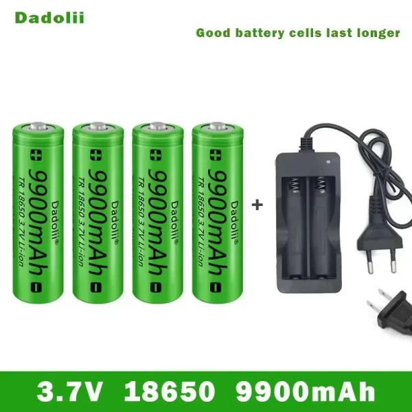18650 Battery Rechargeable Battery 3.7V 18650 9800mAh Capacity Li-ion Rechargeable Battery For Flashlight Torch Battery+Charger - Image 6
