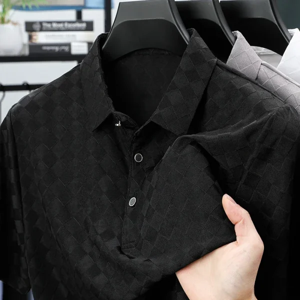 BROWON Brand 2025 Summer Luxury Polo Shirts Man Short Sleeve Plaid Design Soft Work Stretch Polo Shirt Men Designer Clothes - Image 6