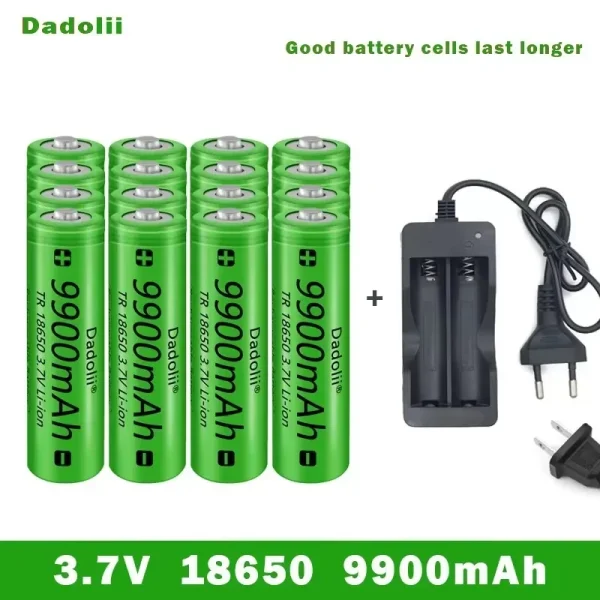 18650 Battery Rechargeable Battery 3.7V 18650 9800mAh Capacity Li-ion Rechargeable Battery For Flashlight Torch Battery+Charger - Image 4