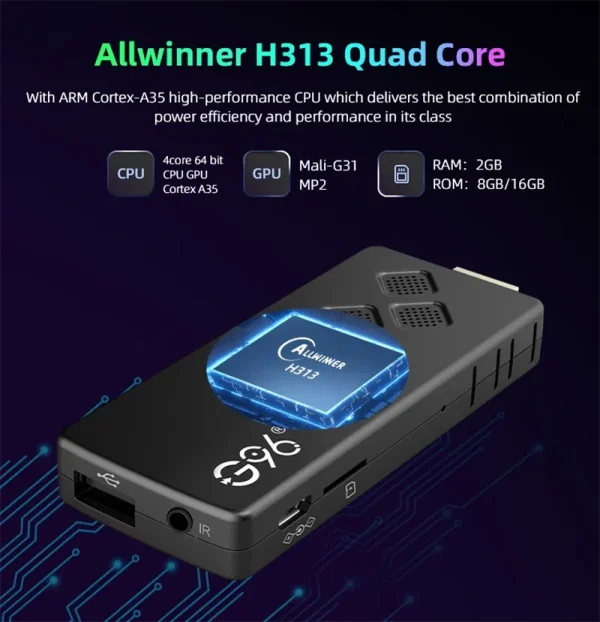 G96 high-performance android 13.0 4k smart TV Stick ATV H313 2GB RAM 16GB ROM Q2 infrared remote control tv stick Dual Wifi - Image 3