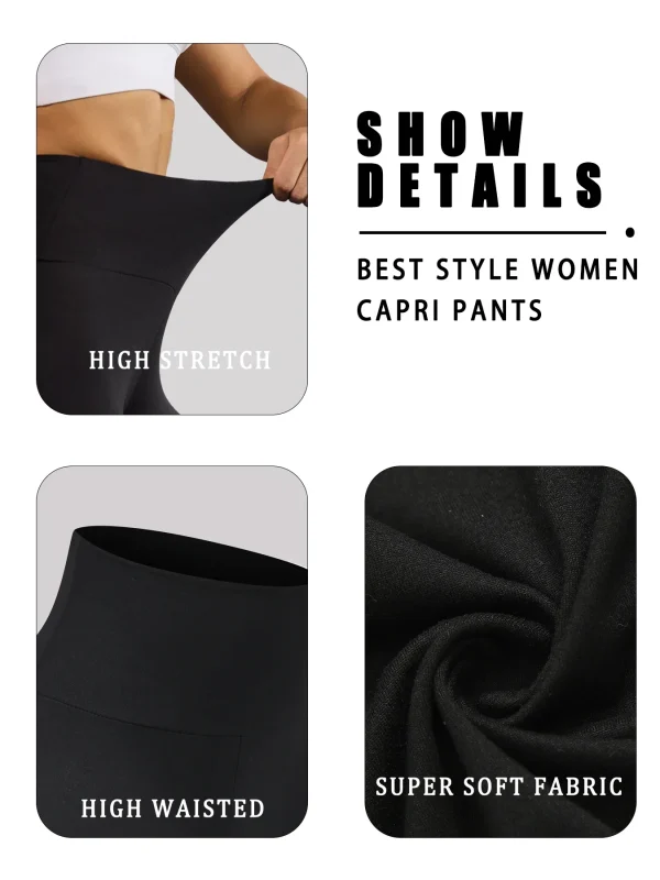 Women's High Waisted Capri Pants Super Soft No See Through Workout Yoga Running Athletic push up gym fitness Leggings - Image 4
