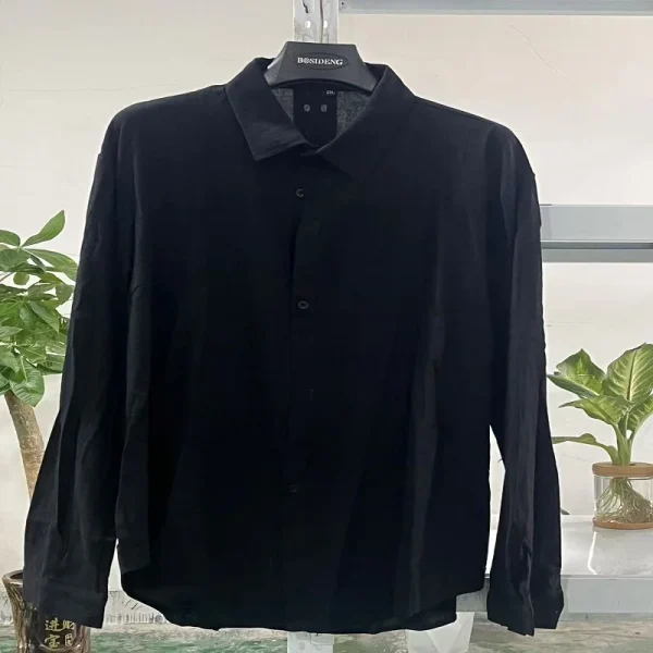 Men's Solid Color Cotton Linen Blend Breathable Sweat Absorbing Easy to Maintain Long Sleeved Shirt Business Casual Slim Fit - Image 5