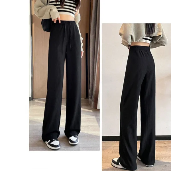 2025 summer new bubble milk puff cloud pants women high waist draped narrow straight casual pants cloud puff wide leg pants - Image 5
