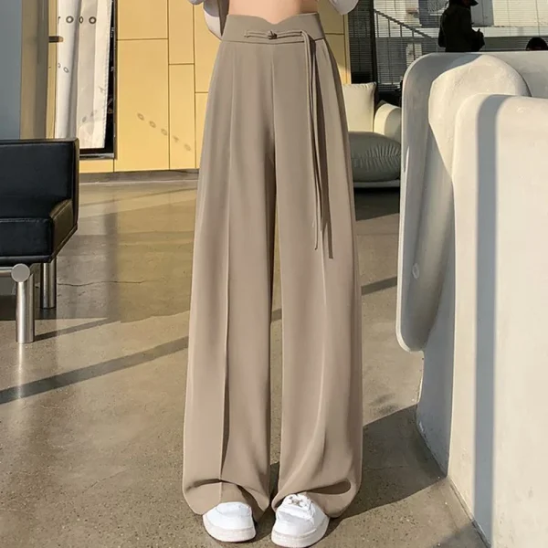 2025 Summer New Lady Straight Leg Suit Pants Female Chic Designer High Waisted Trousers Women Fashion Solid Loose Daily Slacks - Image 4