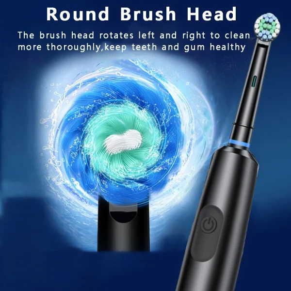 Electric Toothbrush Rotary Cleaning Teeth Brush Waterproof Electronic Tooth Brush With Timer Rechargeable Toothbrush with 8 Head - Image 2