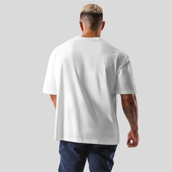 ONE POINT LYFT Print Big T Shirt Men Running Sport Gym Fitness Training Oversized 100% Cotton T-shirt Mens Bodybuilding Tee Tops - Image 2