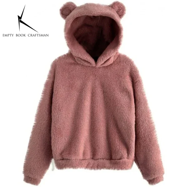 Autumn Winter Women's Hoodies Winter Women Long Sleeve Rabbit Ear Hood Sweatshirt Cute Plush Warm Casual Hoodie Tops - Image 5