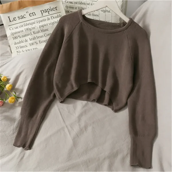 2024 Fashion Students All-match Knitwear Soft Korean New Pullovers Women O-neck Cropped Tops Autumn Winter Casual Loose Sweater - Image 6