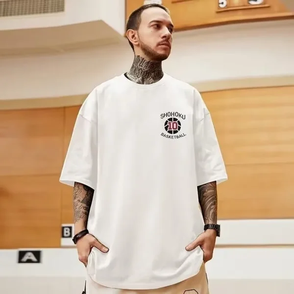 8XL Men Oversize Fashion Loose American Basketball Number ten Print Short Sleeve Round Neck Versatile Trend Couple outfit - Image 4