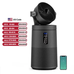AROEVE Air Purifiers Fan for Home With 2-In-1 Air Circulator Fan System & Smart WIFI Cover 1980 Sq.Ft Oscillating Air Purifier