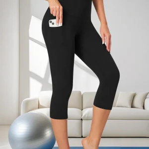High Waisted capri pants For Women With Pockets Tummy Control No See Through Workout Running Yoga Athletic Push Up Gym Leggings