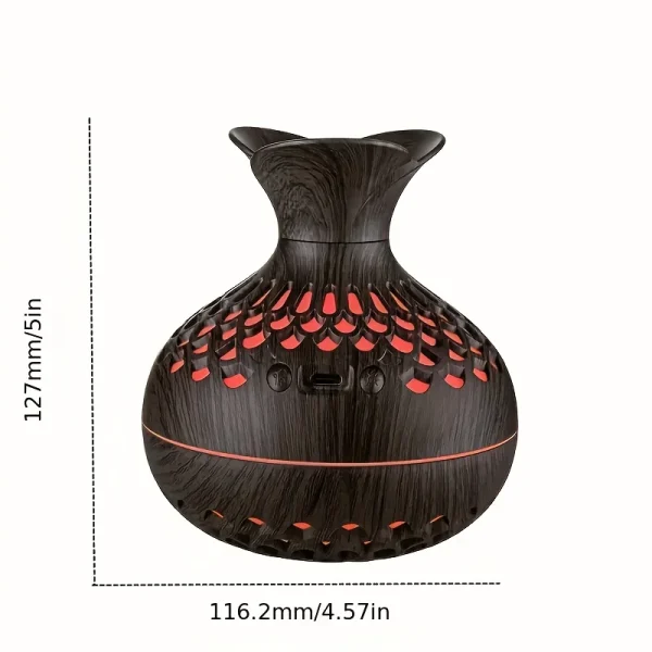 Vase Aromatherapy Diffuser 300ml Wood Grain Portable Air Humidifier Essential Oil Diffuser Sprayer Ultrasonic Atomizer RGB Lamp - Image 3
