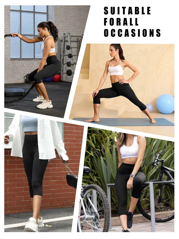 Women's High Waisted Capri Pants Super Soft No See Through Workout Yoga Running Athletic push up gym fitness Leggings - Image 2
