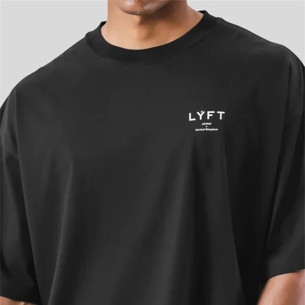 ONE POINT LYFT Print Big T Shirt Men Running Sport Gym Fitness Training Oversized 100% Cotton T-shirt Mens Bodybuilding Tee Tops - Image 4