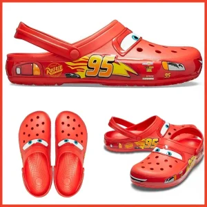 Disney Pixar Lightninged Mcqueens Cartoon Solid Waterproof Slippers Outdoor Sandals Casual Breathable Ankle-wrap EVA Shoes Gift