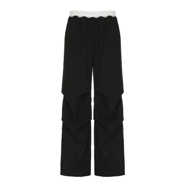 Street Lace Embroidery Casual Pants Women's Low Waist Loose Look Thin Spicy Girl Wide Leg Pants - Image 6