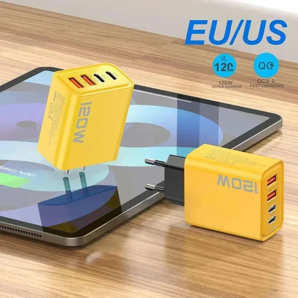 4 Port USB Charger Total 120W Type C Fast Charge Mobile Phone Adapter For iPhone Samsung Xiaomi Huawei Quick Charge Wall Charger - Image 6