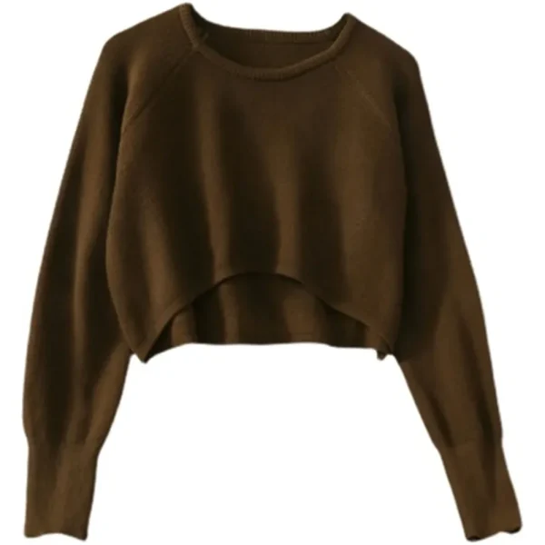 2024 Fashion Students All-match Knitwear Soft Korean New Pullovers Women O-neck Cropped Tops Autumn Winter Casual Loose Sweater - Image 4