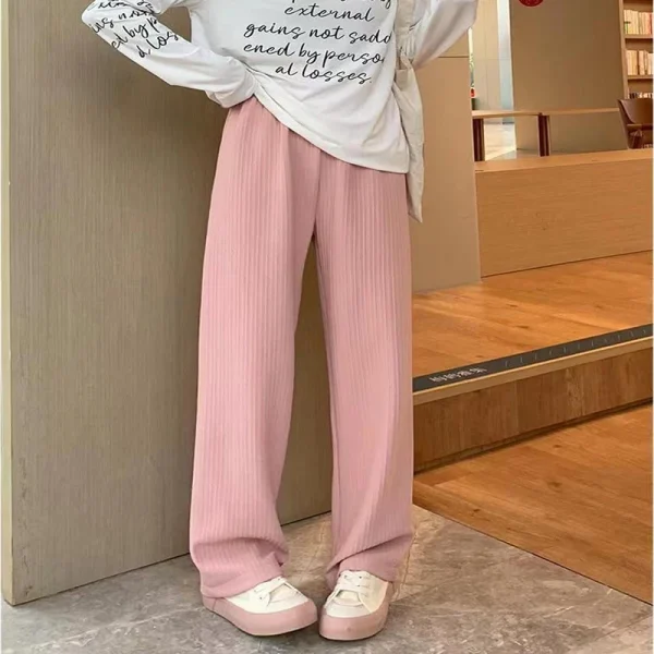 2025 summer new bubble milk puff cloud pants women high waist draped narrow straight casual pants cloud puff wide leg pants - Image 4