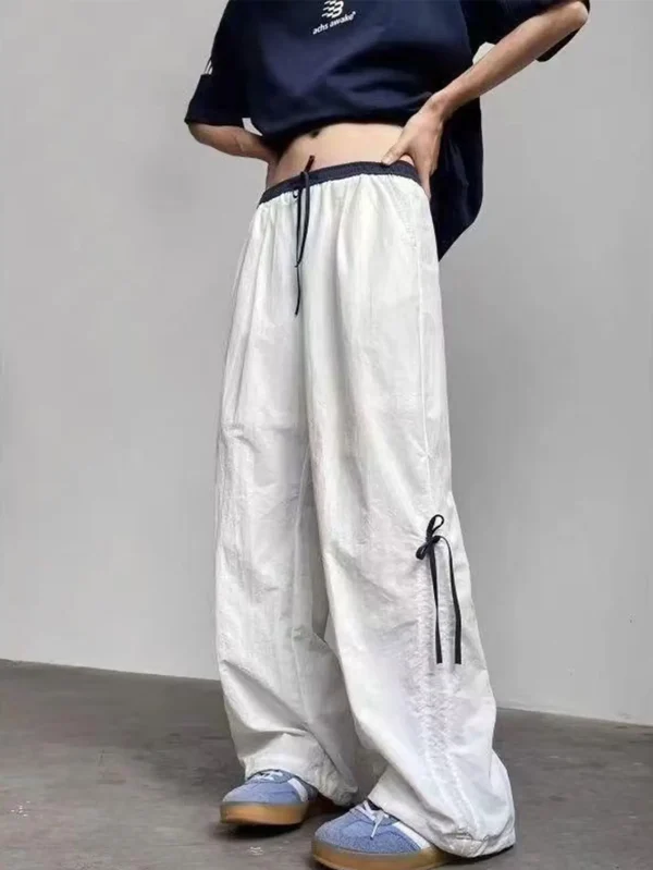 Casual loose straight pants Elastic waistband Machine washable in all seasons Suitable for daily comfort and casual outings - Image 2