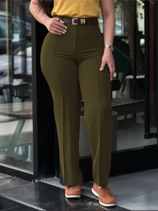 Women's Pants Spring Autumn High Waist Straight Leg Work Pants New Fashion Solid Long Pants Slim Fit Elegant Pants Female - Image 3