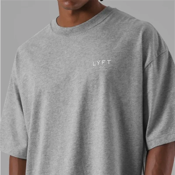 ONE POINT LYFT Print Big T Shirt Men Running Sport Gym Fitness Training Oversized 100% Cotton T-shirt Mens Bodybuilding Tee Tops - Image 6