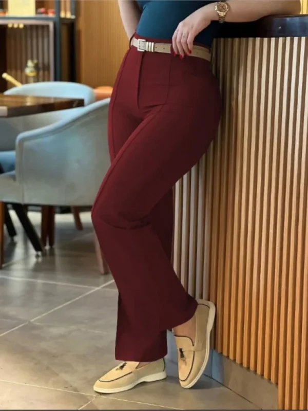 Women's Pants Spring Autumn High Waist Straight Leg Work Pants New Fashion Solid Long Pants Slim Fit Elegant Pants Female - Image 2