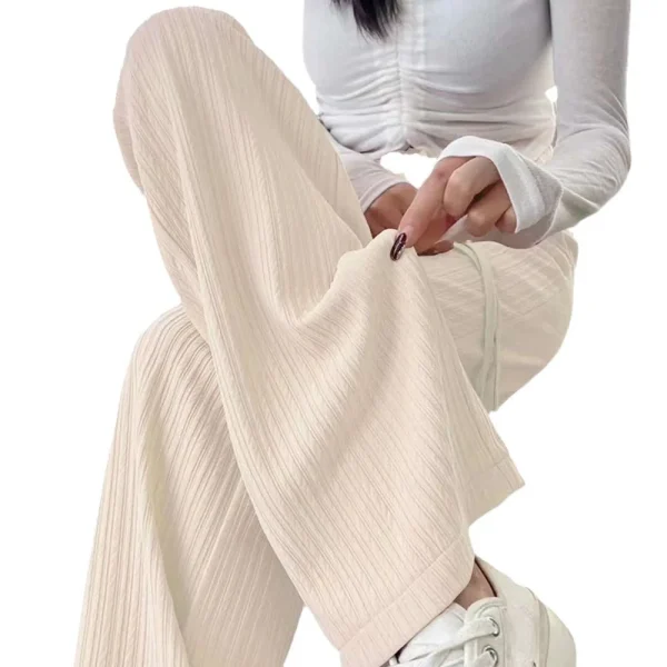 2025 summer new bubble milk puff cloud pants women high waist draped narrow straight casual pants cloud puff wide leg pants - Image 6