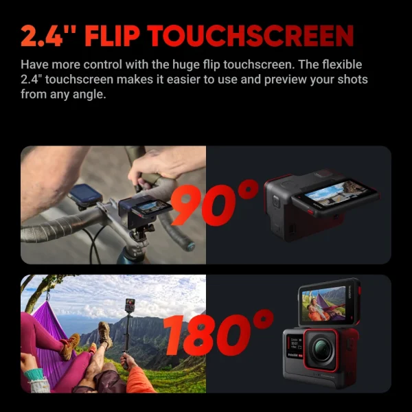 Insta360 Ace - 4K120fps Waterproof Action Camera, Active HDR Video, 48MP Photos, 2.4" Flipscreen, Magnetic Design, AI Assitant - Image 4