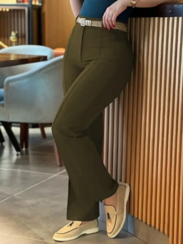 Women's Pants Spring Autumn High Waist Straight Leg Work Pants New Fashion Solid Long Pants Slim Fit Elegant Pants Female - Image 6