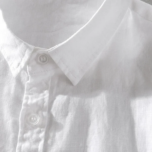 2025 Pure Linen Short Sleeved Shirt Men's Linen White Shirt Cotton Linen Men's Upper Garment Men's Casual Summer Half Sleeved - Image 5