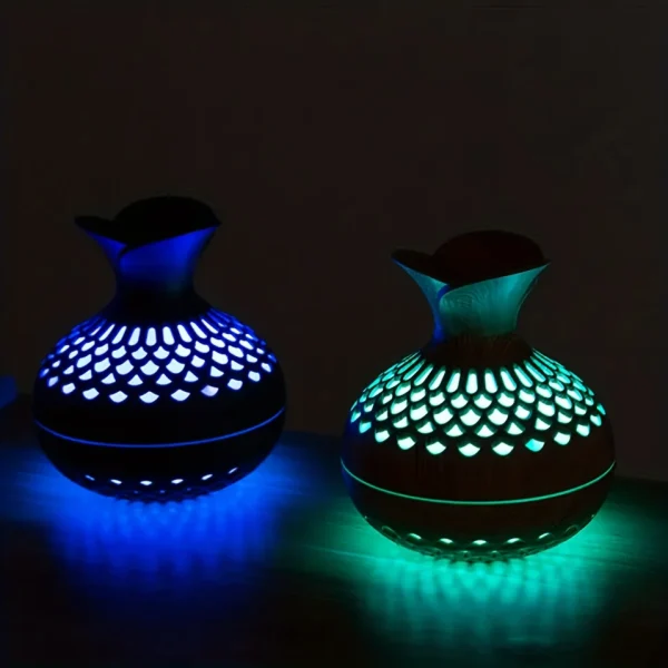 Vase Aromatherapy Diffuser 300ml Wood Grain Portable Air Humidifier Essential Oil Diffuser Sprayer Ultrasonic Atomizer RGB Lamp - Image 5
