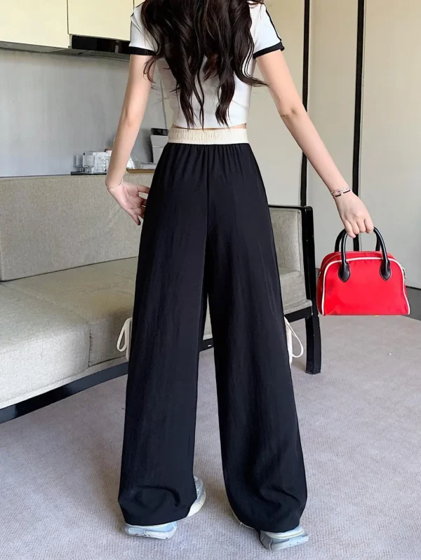 Casual loose straight pants Elastic waistband Machine washable in all seasons Suitable for daily comfort and casual outings - Image 4